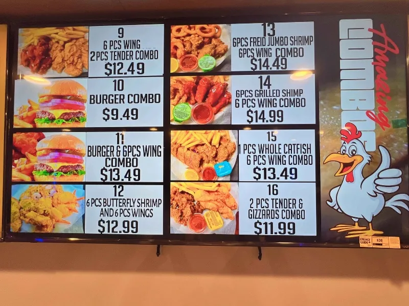 Combo meals menu with burger and wing combo options at JD WINGS, an Fast food Restaurant in Columbus