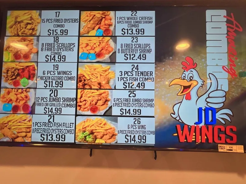 Combo meals menu with various fried food combinations at JD WINGS, an Fast food Restaurant in Columbus