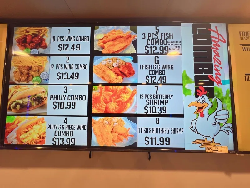 Combo meals menu with wings, fish and Philly cheesesteak options at JD WINGS, an Fast food Restaurant in Columbus